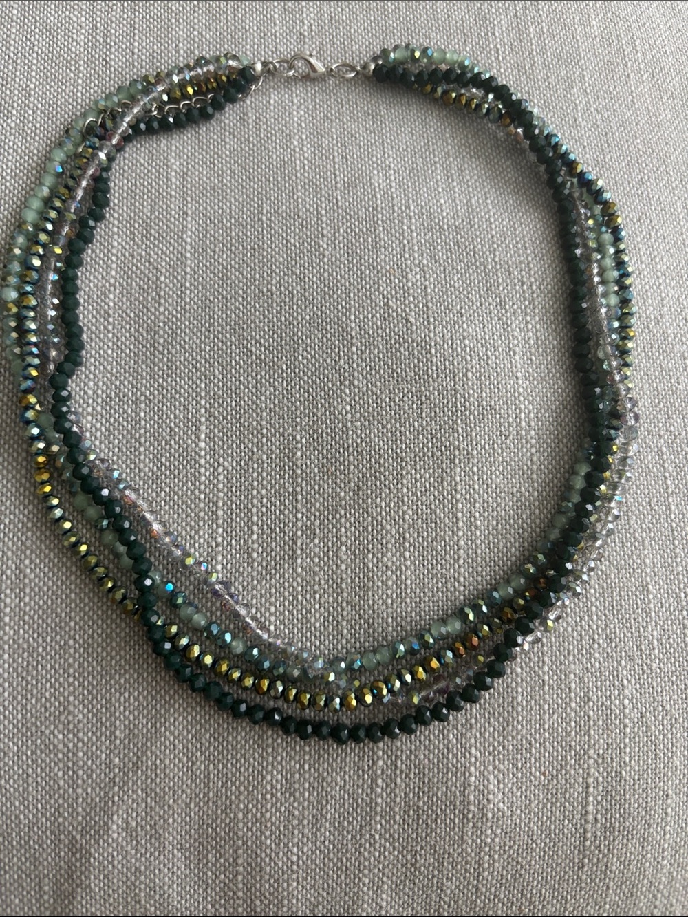 Multi-Strand Green Crystal Beaded Necklace - Unbranded